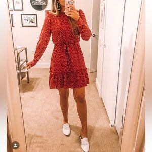 Red heart print dress